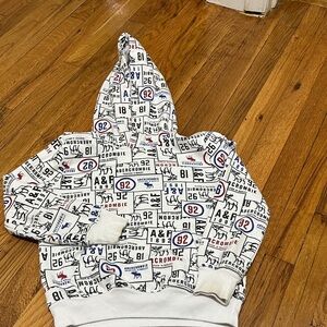 Abercrombie & Fitch Patterned Hoodie with Red and Blue Accents for kids
